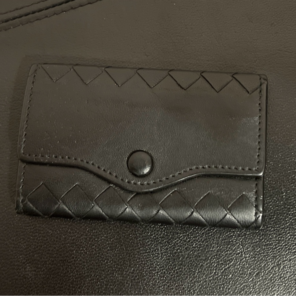 Bottega Veneta Black Leather Key Holder